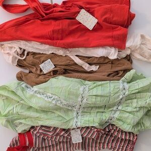 Free People Lot Of 5 Tops Colorful Women's Clothing Bundle Some NWT